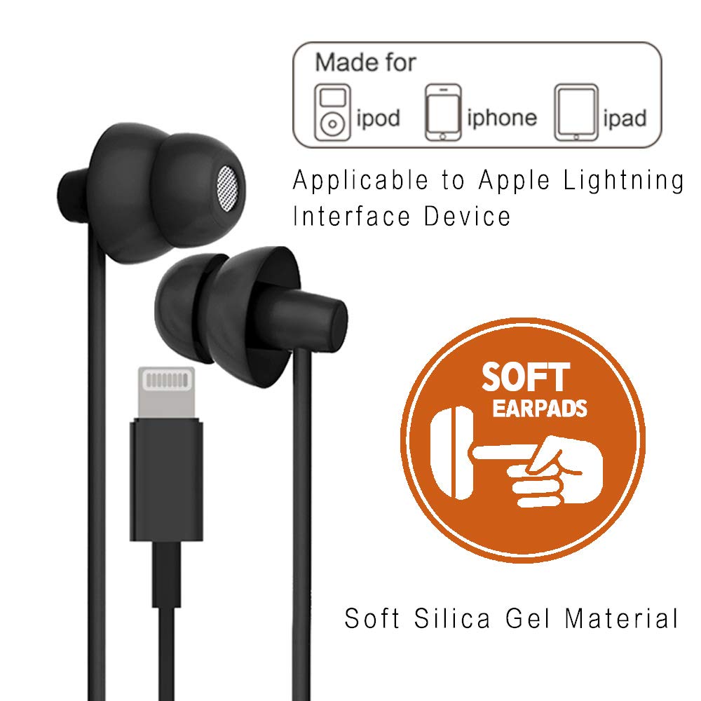 MAXROCK Lightning Sleep Earphones worn on the side for comfortable listening.