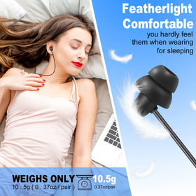 MAXROCK Sleep Headphones close-up of soft silicone eartips delivering a gentle seal.