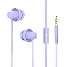 MAXROCK total soft silicone headphones with mic in violet case protects during travel.
