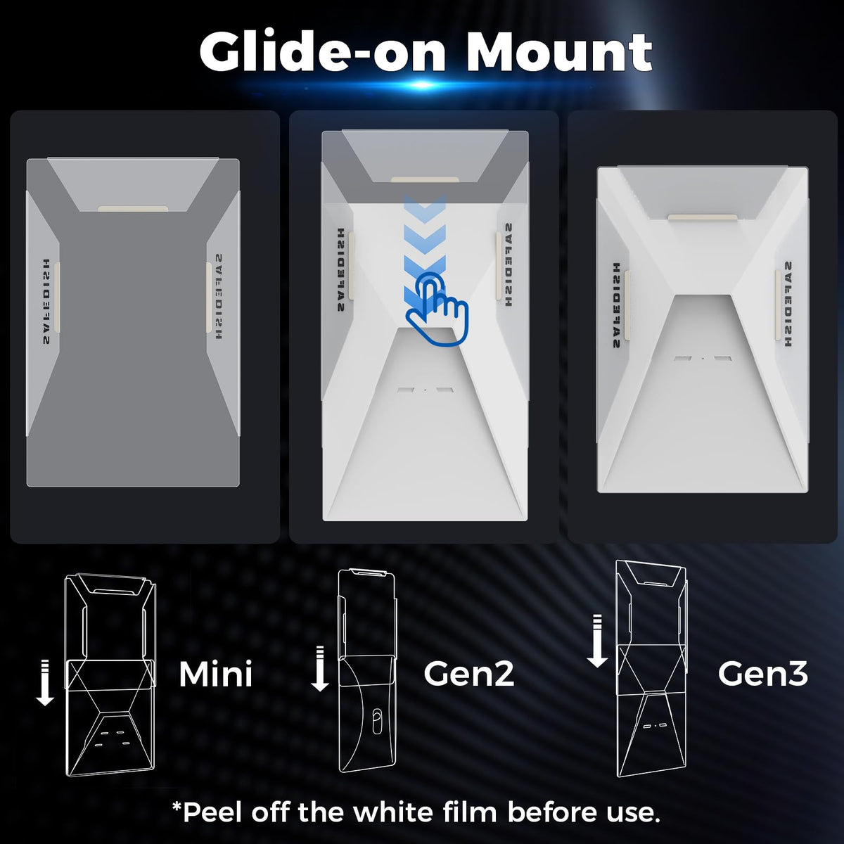 Maxtore SafeDish glide-on mount enables quick, tool-free installation