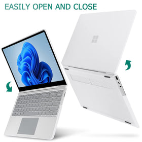 Hard shell clip system provides a secure fit on the Surface Laptop Go 12.4.