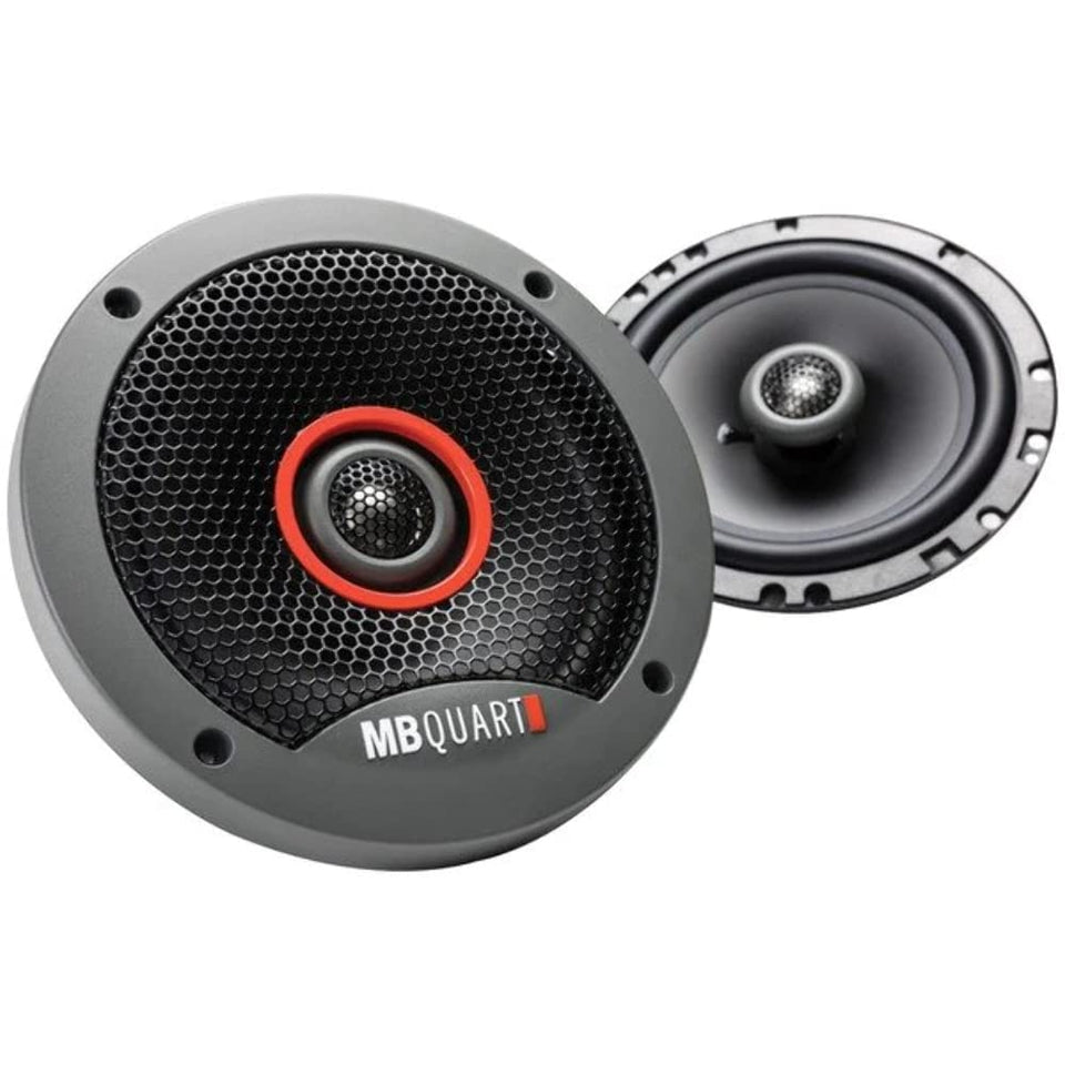 MB Quart front view of 6.5-inch coaxial speaker showing grille and mounting for clearer sound