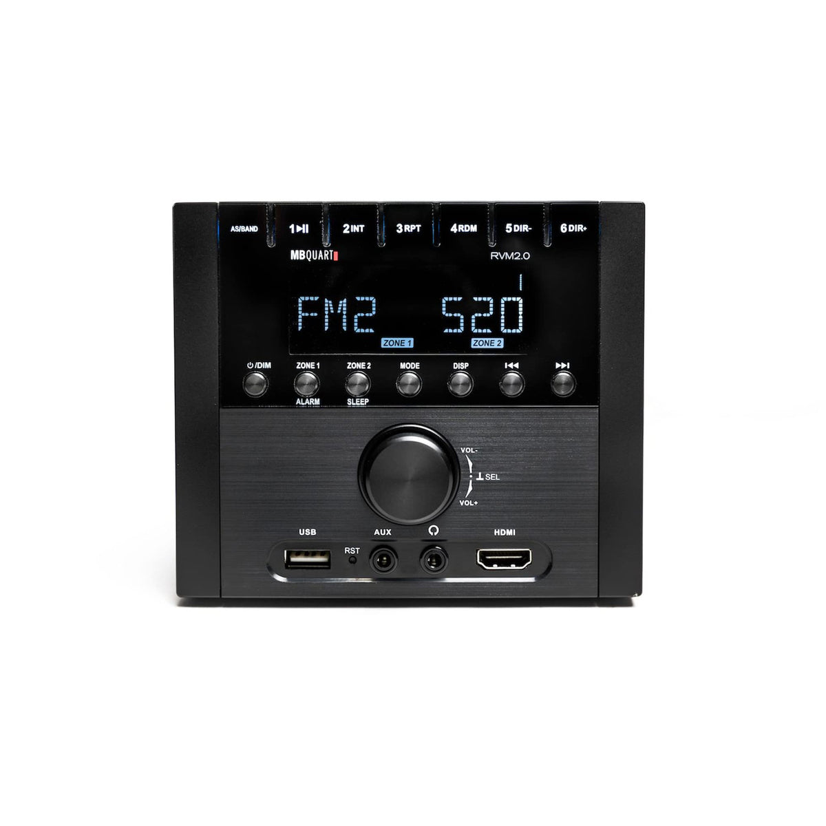 MB Quart RVM20 LCD screen and master knob enable quick navigation on the road.