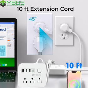 MBBS 10ft extension cord provides flexible placement.