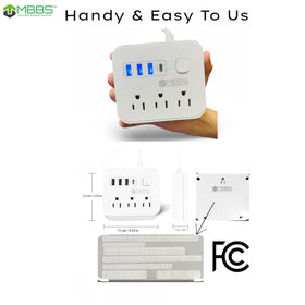MBBS compact, travel-friendly power strip fits behind furniture and desks.