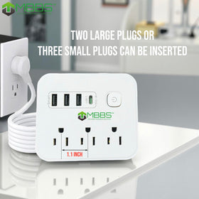 MBBS heavy-duty extension cord enables flexible placement in tight spaces.