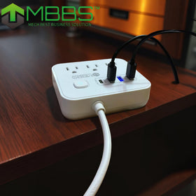 MBBS office and home setup surge protector for organized power management.