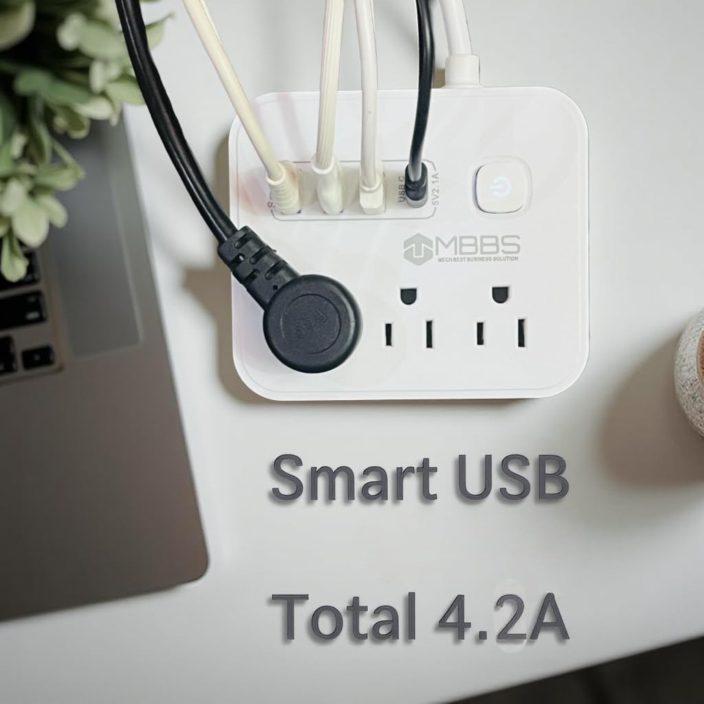 MBBS surge protector compact design saves space behind furniture
