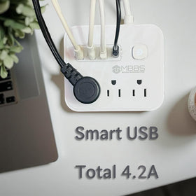 MBBS surge protector compact design saves space behind furniture