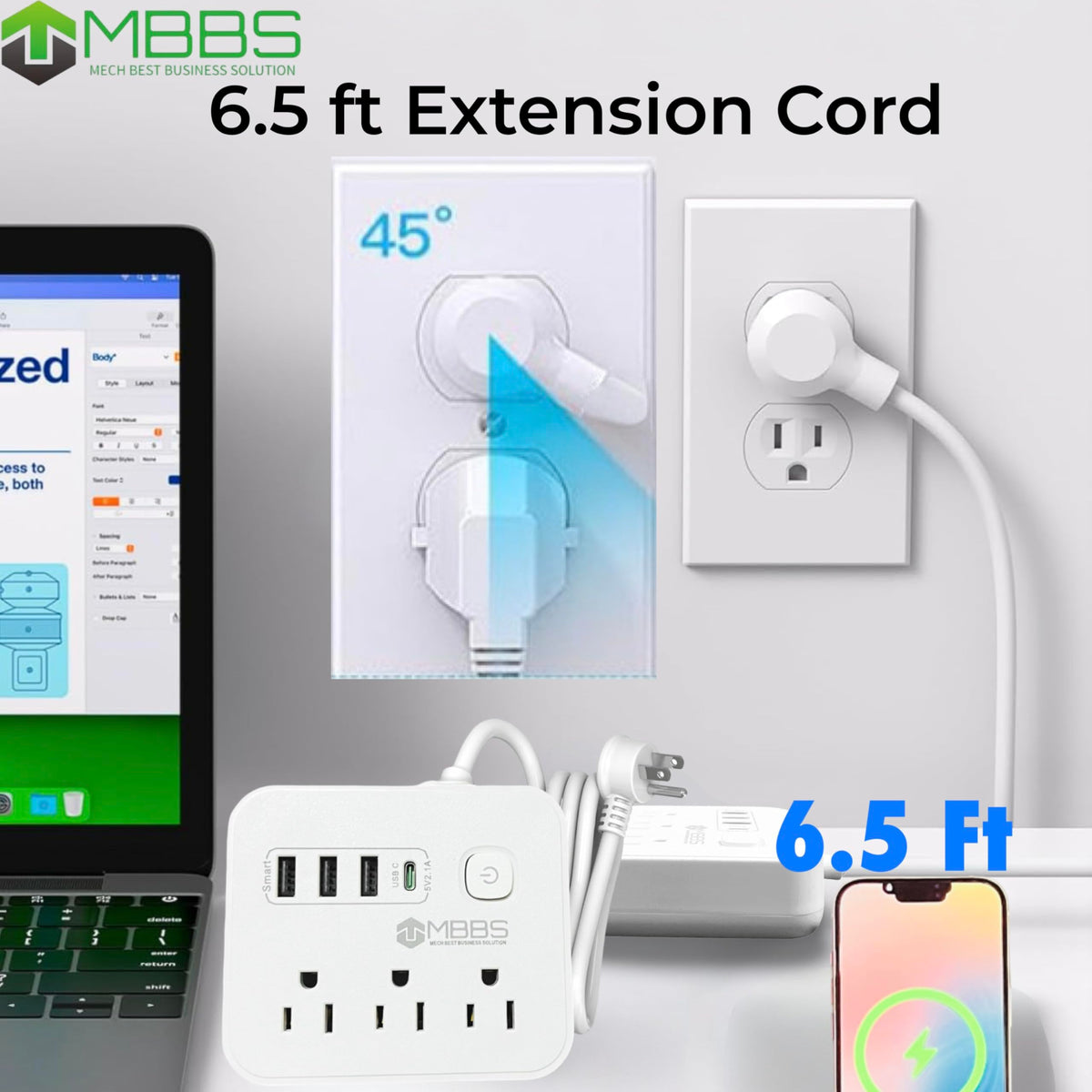 MBBS surge protector LED switch for visible power control