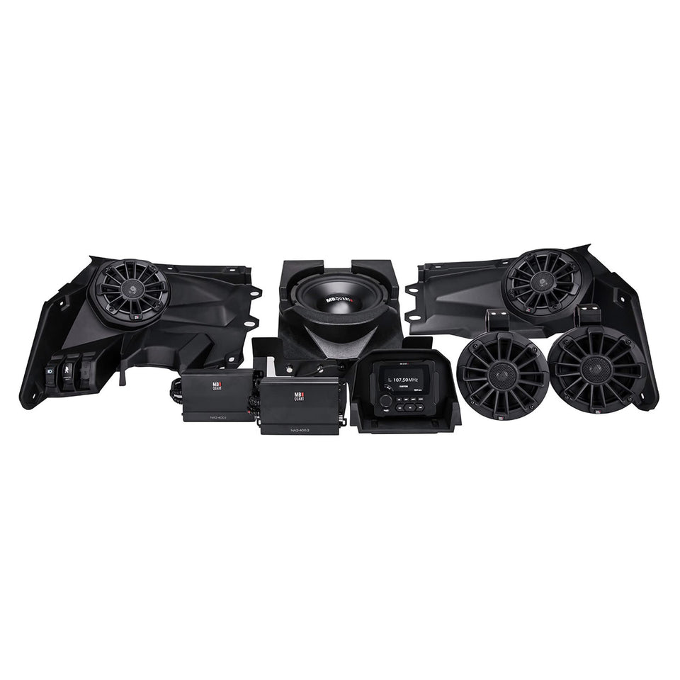 MB Quart front speakers deliver robust bass for Maverick X3 on rugged trails