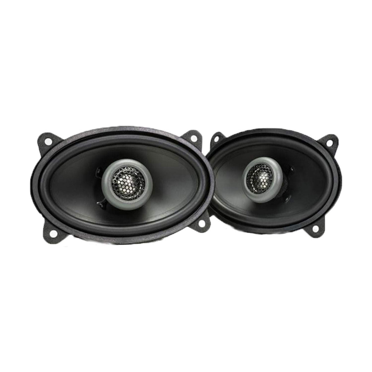 MB Quart Formula 2-Way 4x6 tweeter closeup highlights aluminum dome detail.