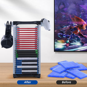 Mcbazel video game storage stand space-saving design preserves desk space