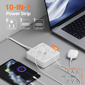 MCSCN 10ft flat extension cord reaches distant outlets.