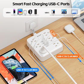 MCSCN close-up of AC outlets illustrating wide spacing to fit bulky adapters