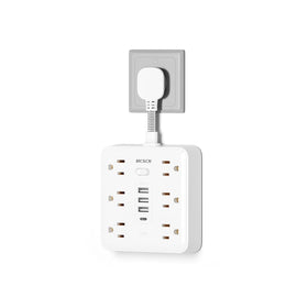 MCSCN front view showing six AC outlets and four USB ports for versatile charging