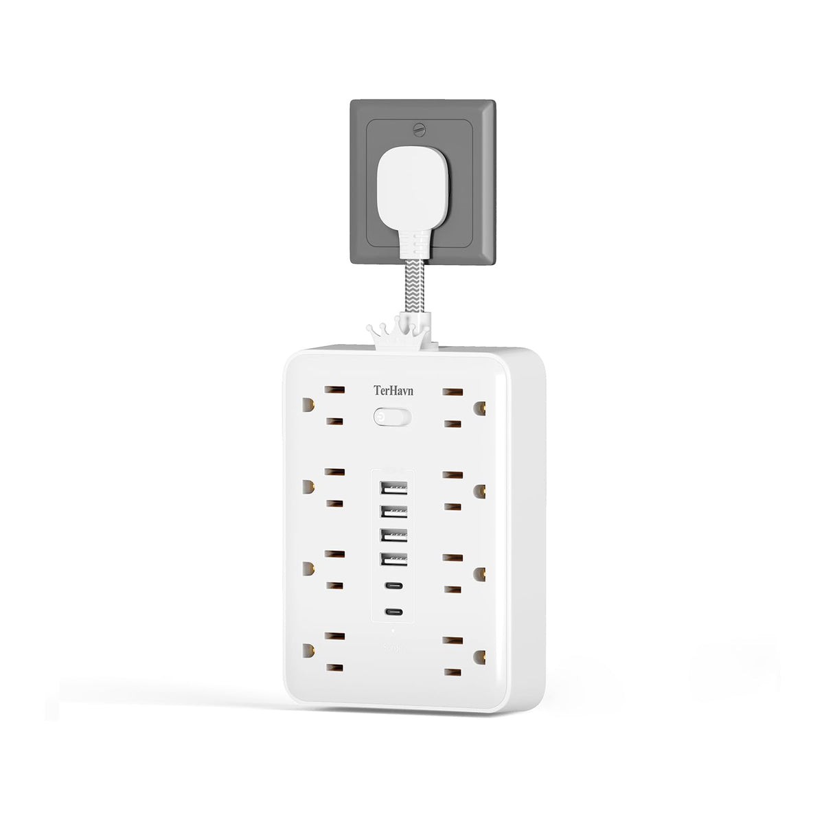 MCSCN short extension cord saves space behind furniture for clutter-free rooms