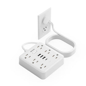 MCSCN surge protector with six outlets and four USB ports for multiple devices.