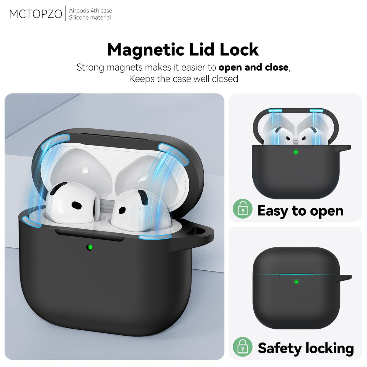MCTOPZO AirPods 4 Case with cleaner kit included for on-the-go cleaning.
