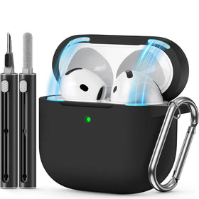 MCTOPZO AirPods 4 Case magnetic black front view showing secure closure.