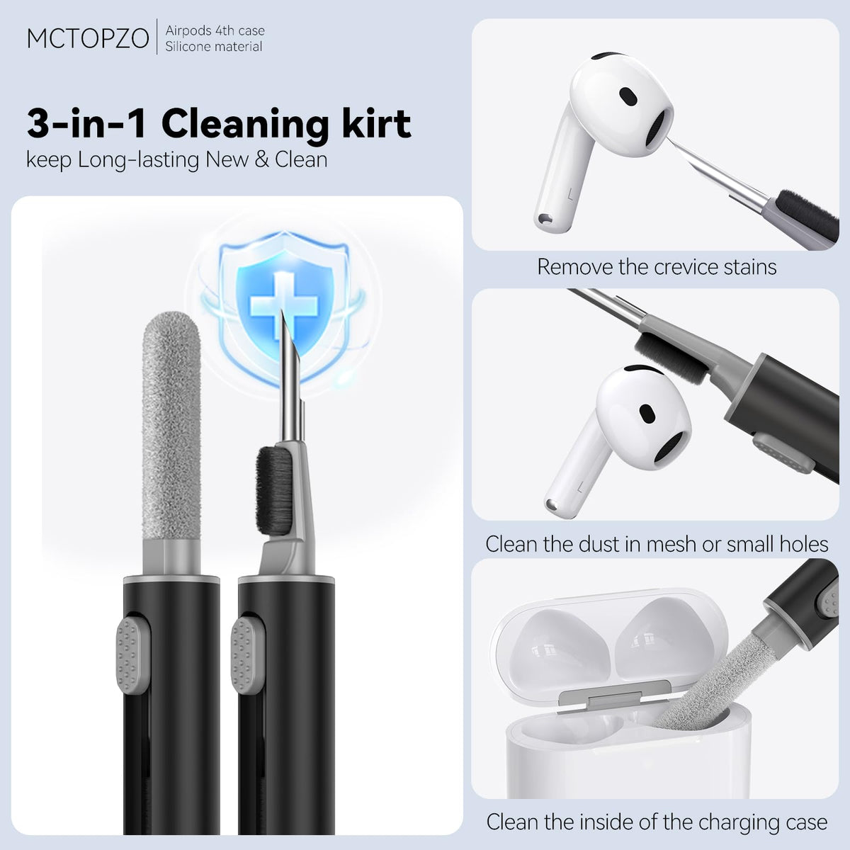 MCTOPZO AirPods 4 Case soft silicone texture with durable protection.