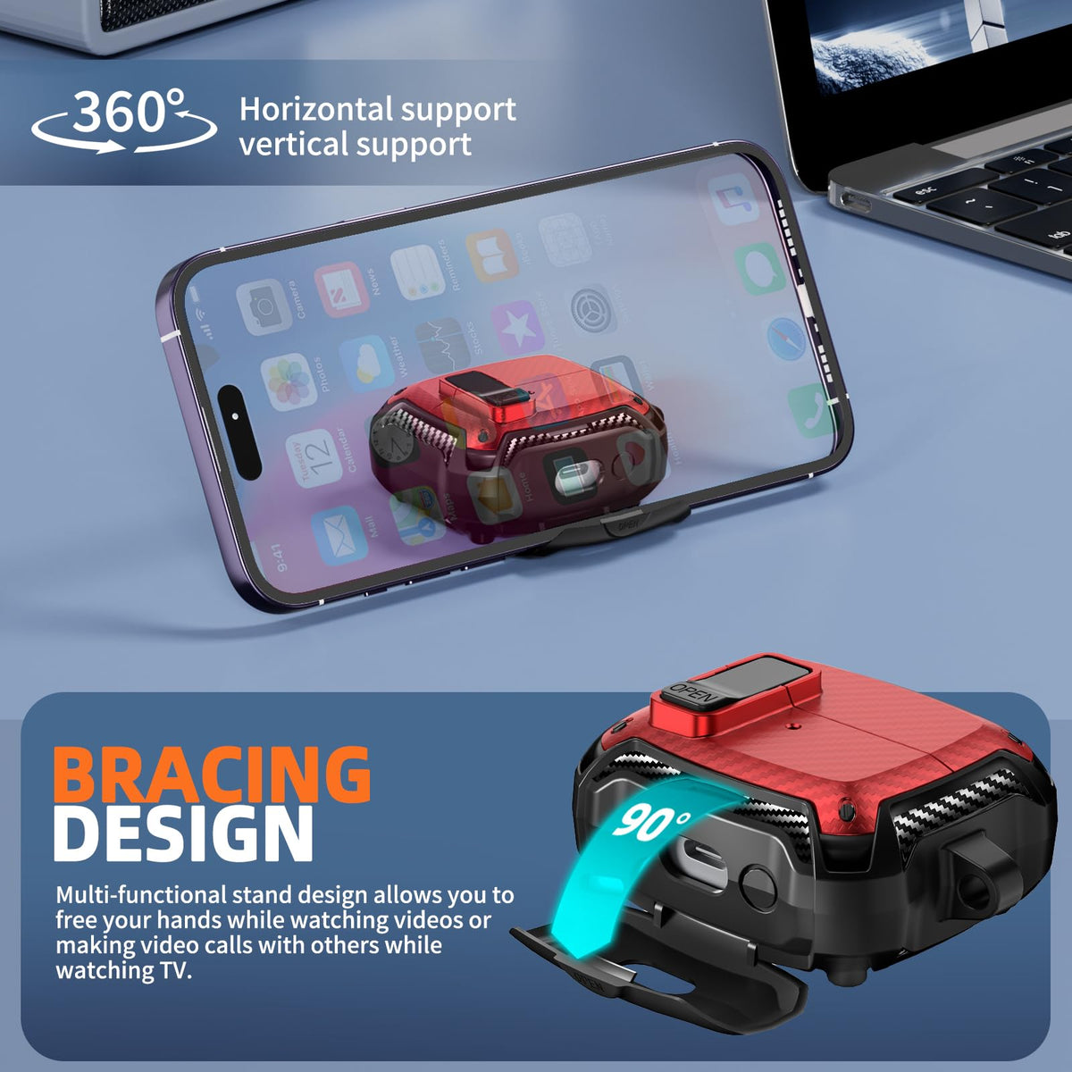 MCTOPZO Buds3 carbon fiber texture adds rugged protection and style.