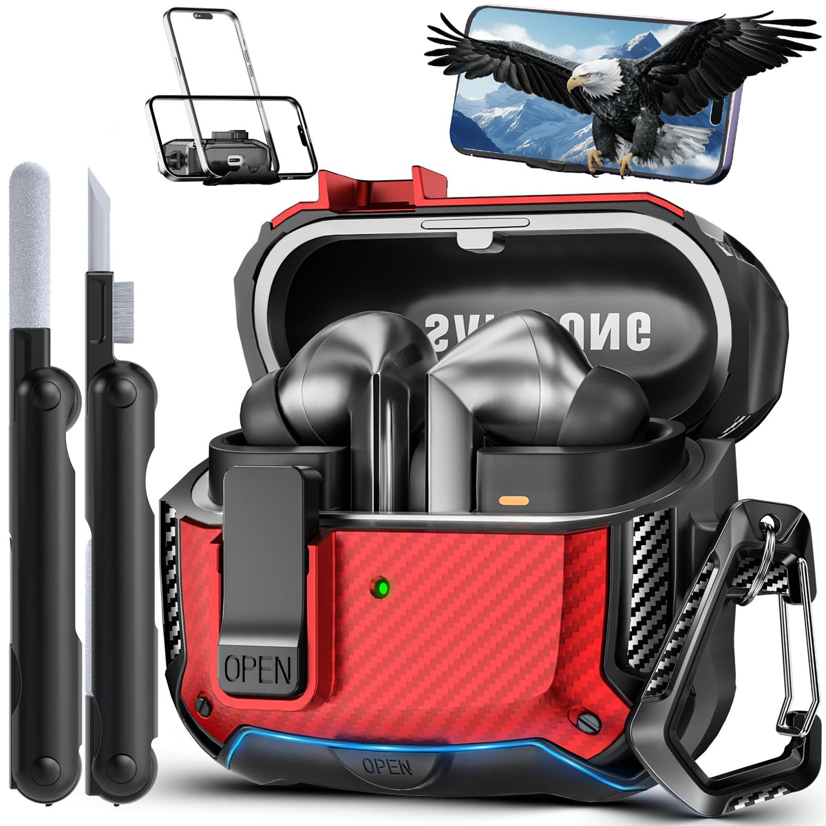 MCTOPZO Buds3 FE lock clip secures the case for on-the-go protection.
