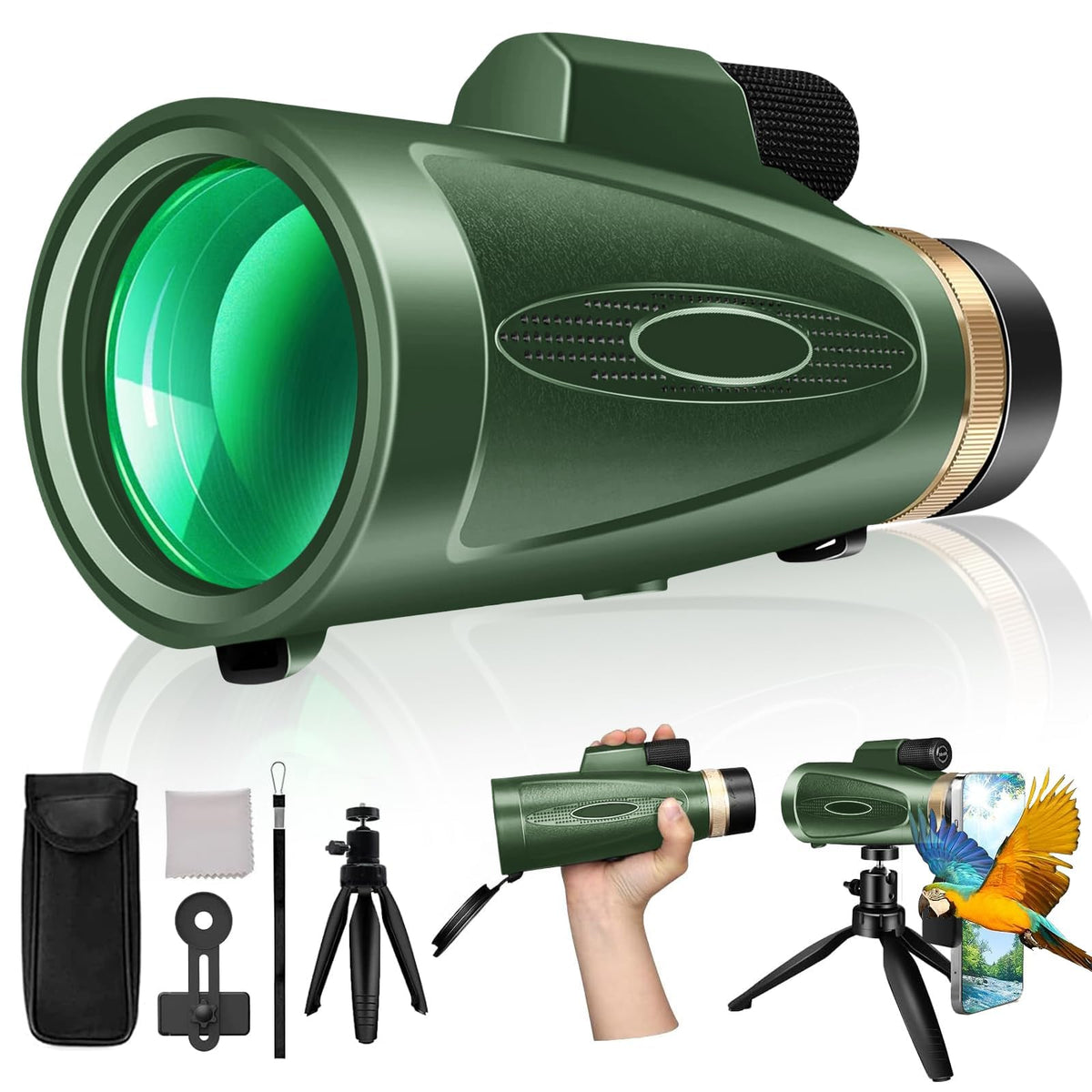 MD.LIFE monocular front view showing body and eyecup for comfortable handling
