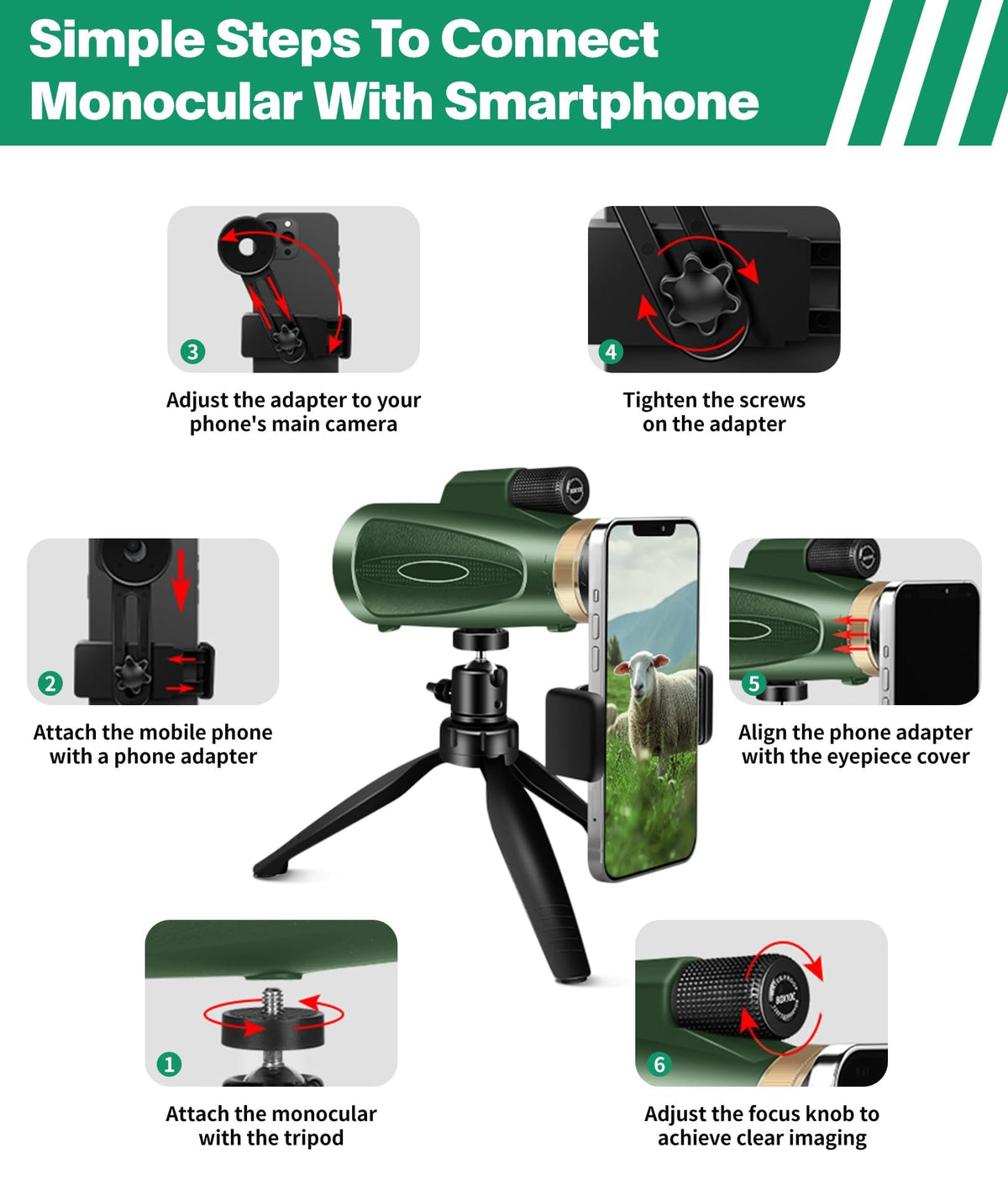 MD.LIFE monocular mounted on tripod in field improving steady long-range views