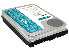 MDD 14TB NAS HDD label closeup shows 256MB cache and specs.