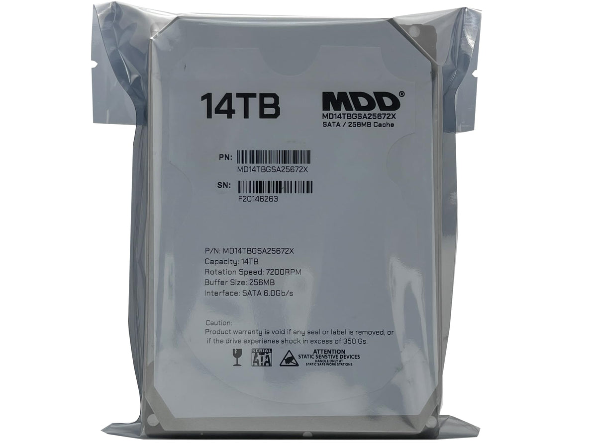 MDD MAXDIGITALDATA 14TB HDD installed in a desktop PC for upgrade readiness