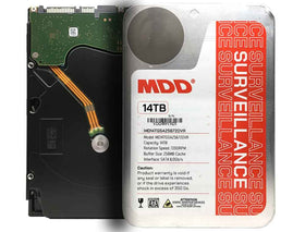 MDD MaxDigitalData 14TB surveillance HDD front view, ideal for CCTV storage.