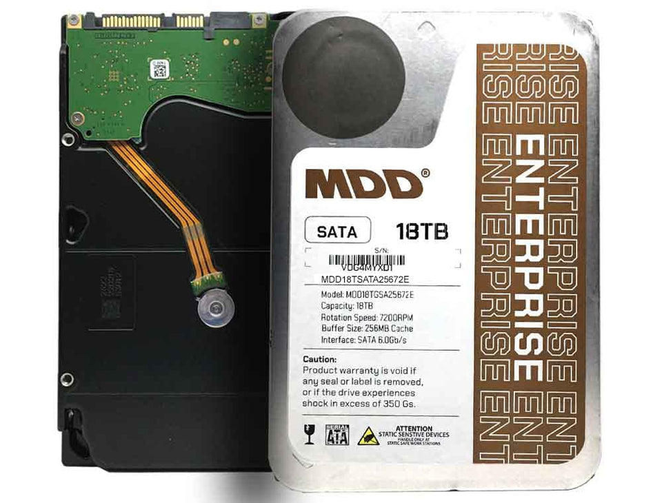 MDD MAXDIGITALDATA 18TB enterprise HDD front view for dense data center storage.