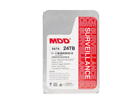 MDD MAXDIGITALDATA 24TB HDD label closeup, showcasing high-density capacity.