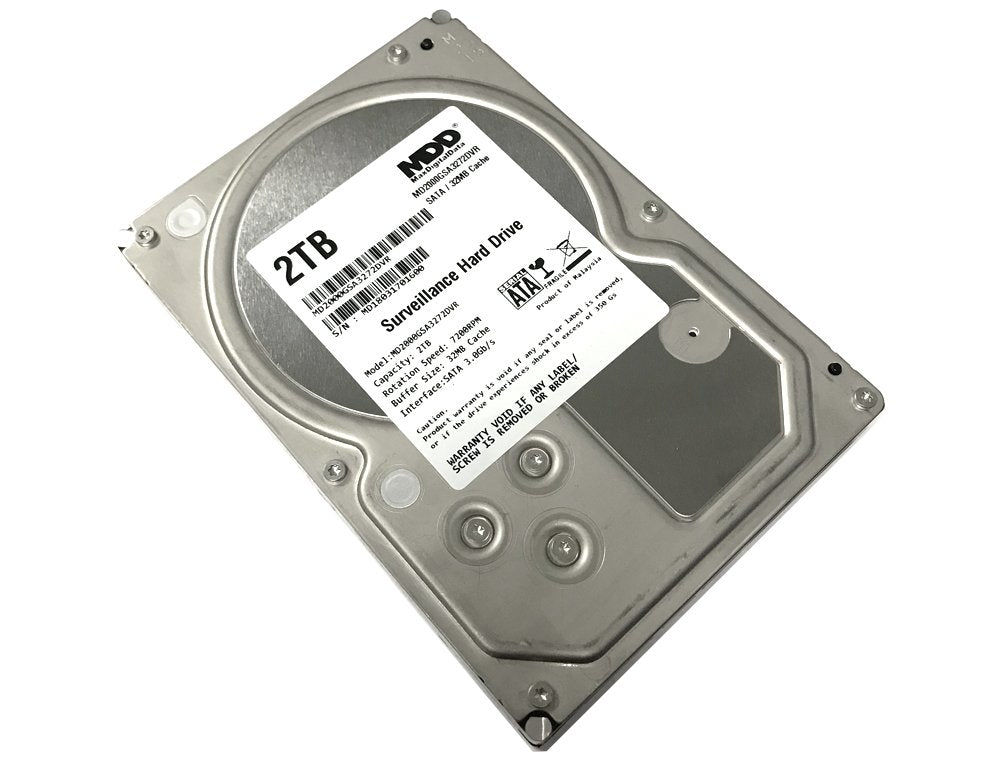 MDD MAXDIGITALDATA 2TB surveillance HDD front view for 24/7 CCTV storage