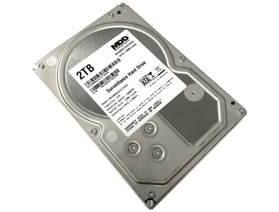 MDD MAXDIGITALDATA 2TB surveillance HDD front view for 24/7 CCTV storage