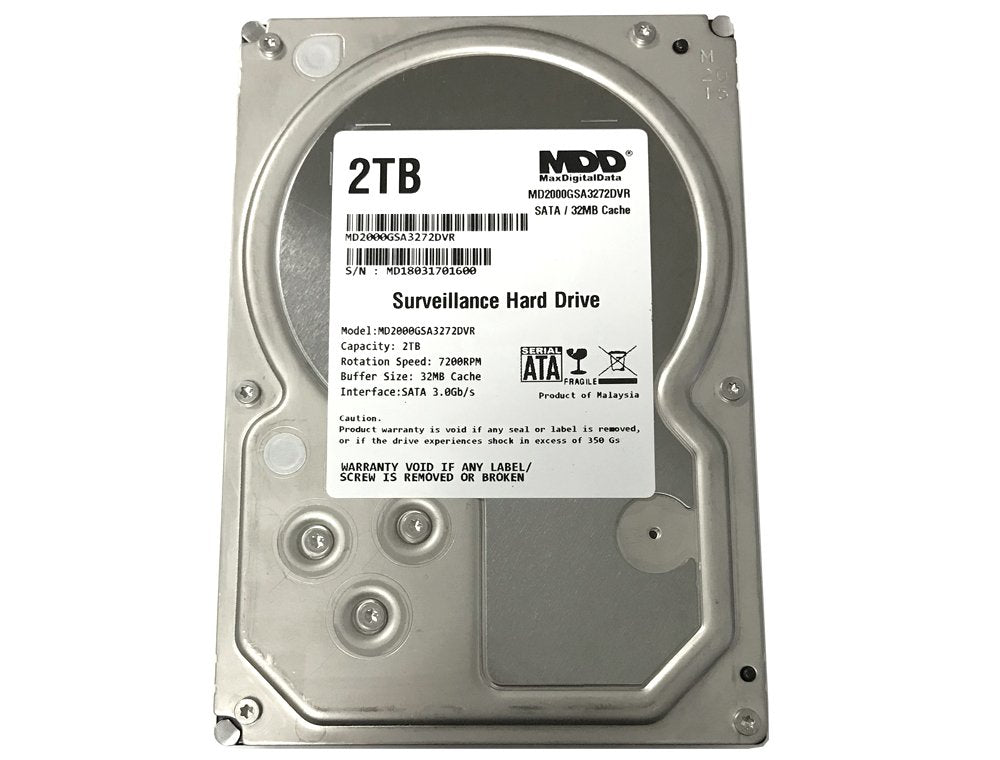 MDD MAXDIGITALDATA 2TB drive side profile highlighting 7200RPM performance