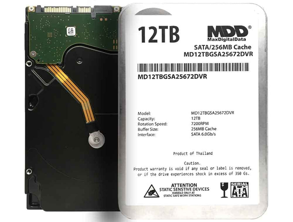 MDD MAXDIGITALDATA MD12TBGSA25672DVR 12TB capacity drive for surveillance storage and long-term video.