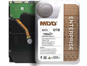 MDD MAXDIGITALDATA 12TB enterprise HDD top view for dense data center storage.