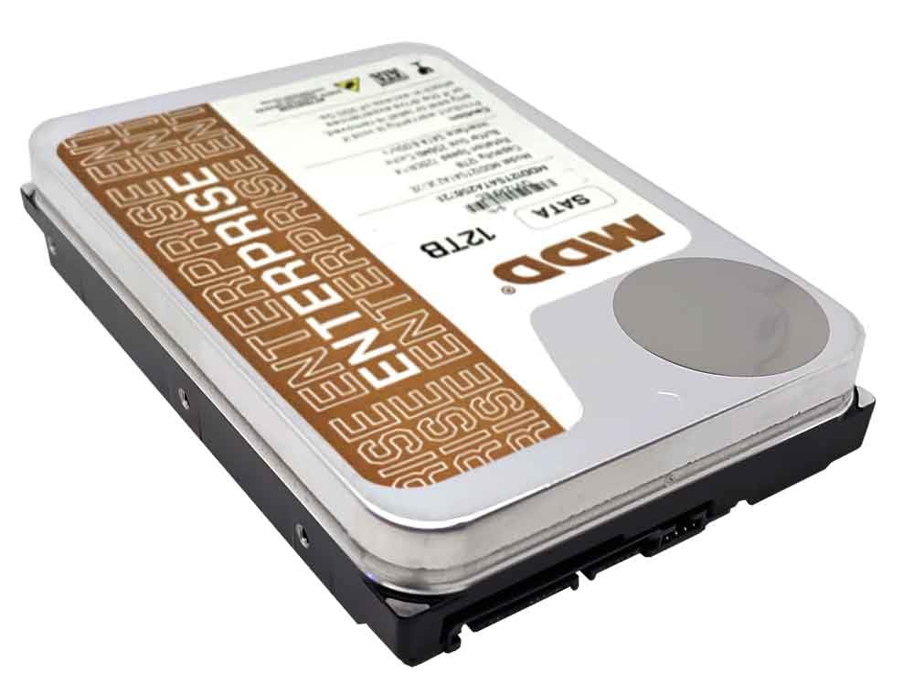 MDD MAXDIGITALDATA 12TB drive with SATA cables ready for server integration.