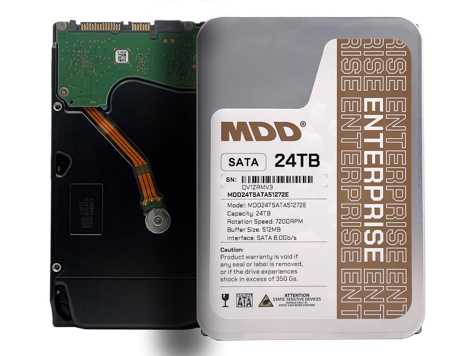 MDD MDD24TSATA51272E 24TB enterprise HDD front view for data center storage.