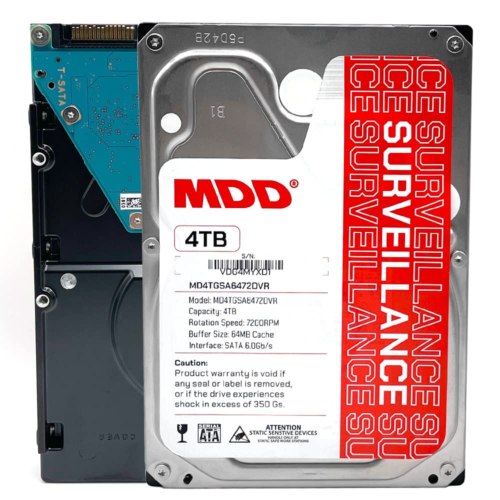 MDD4TSATA6472DVR 4TB drive with 7200rpm for 24/7 surveillance storage.