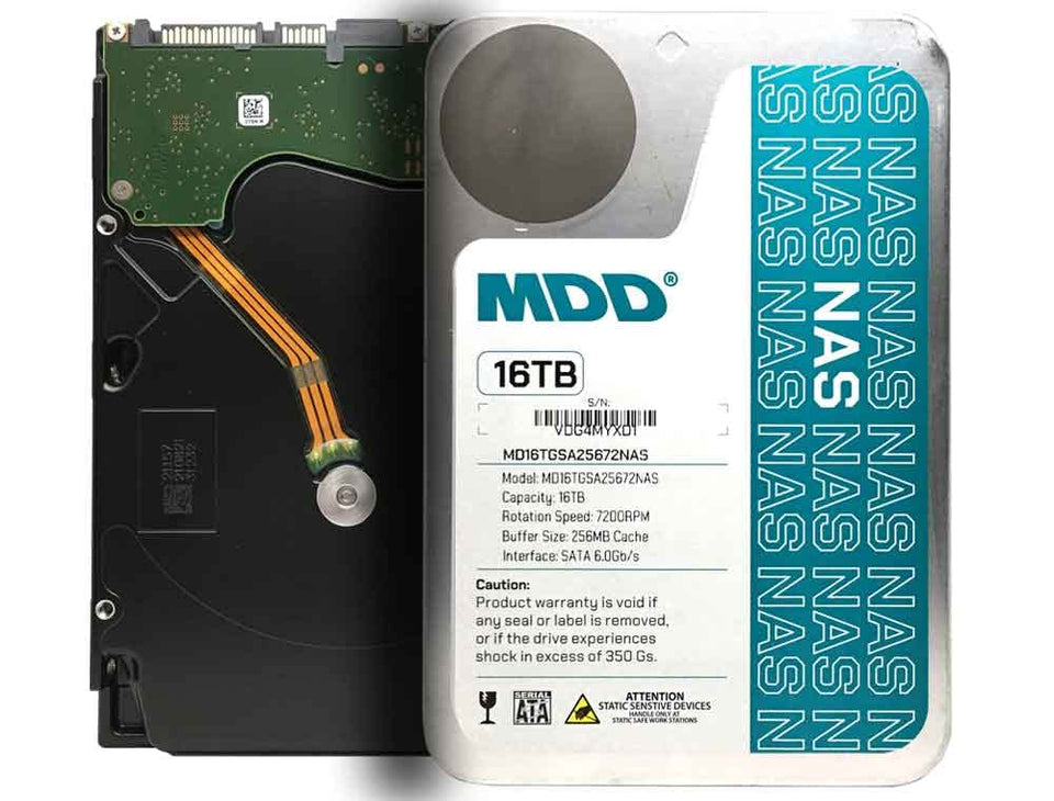 MDD MD16TSATA25672NAS front view, NAS expansion and high capacity highlighted.