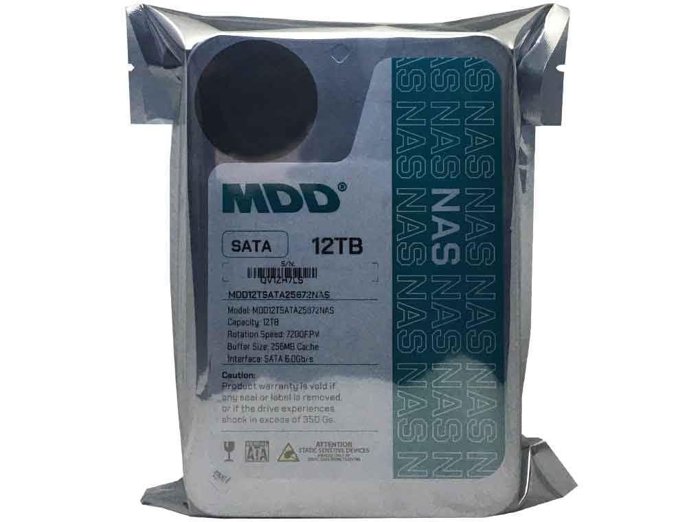 MDD 12TB NAS drive, connector area, supports reliable data transfer.