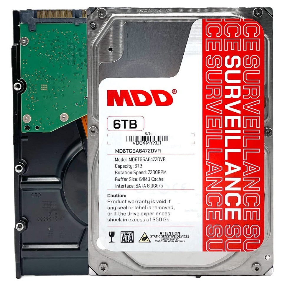 MDD6TSATA6472DVR bare drive front view highlighting reliable 24/7 surveillance storage
