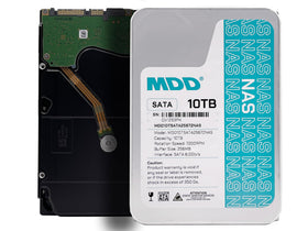 MDD MAXDIGITALDATA 10TB NAS drive top view, ready for high-capacity storage and fast access.