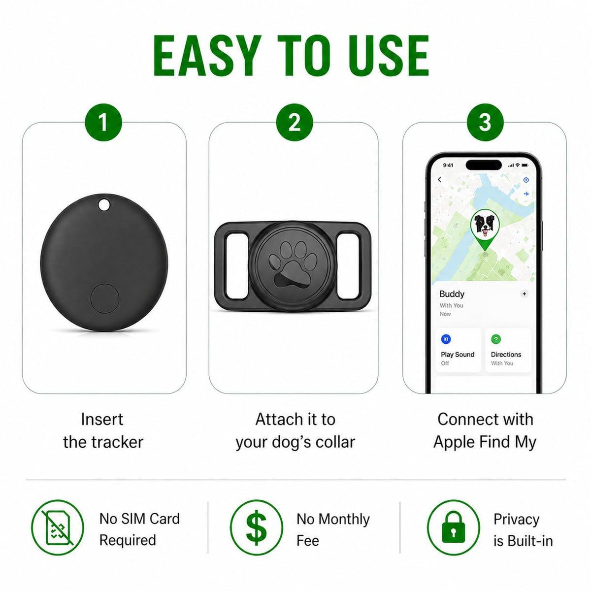 MDTZULIK compact tag ready for daily use on dog.