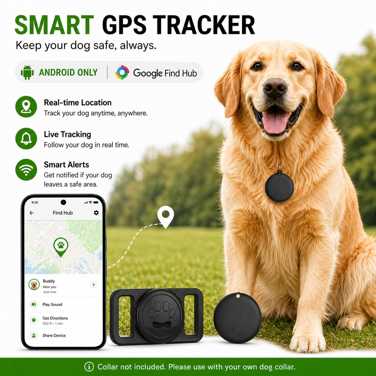 MDTZULIK pet tracker withstands rain and puddles for all-weather use.