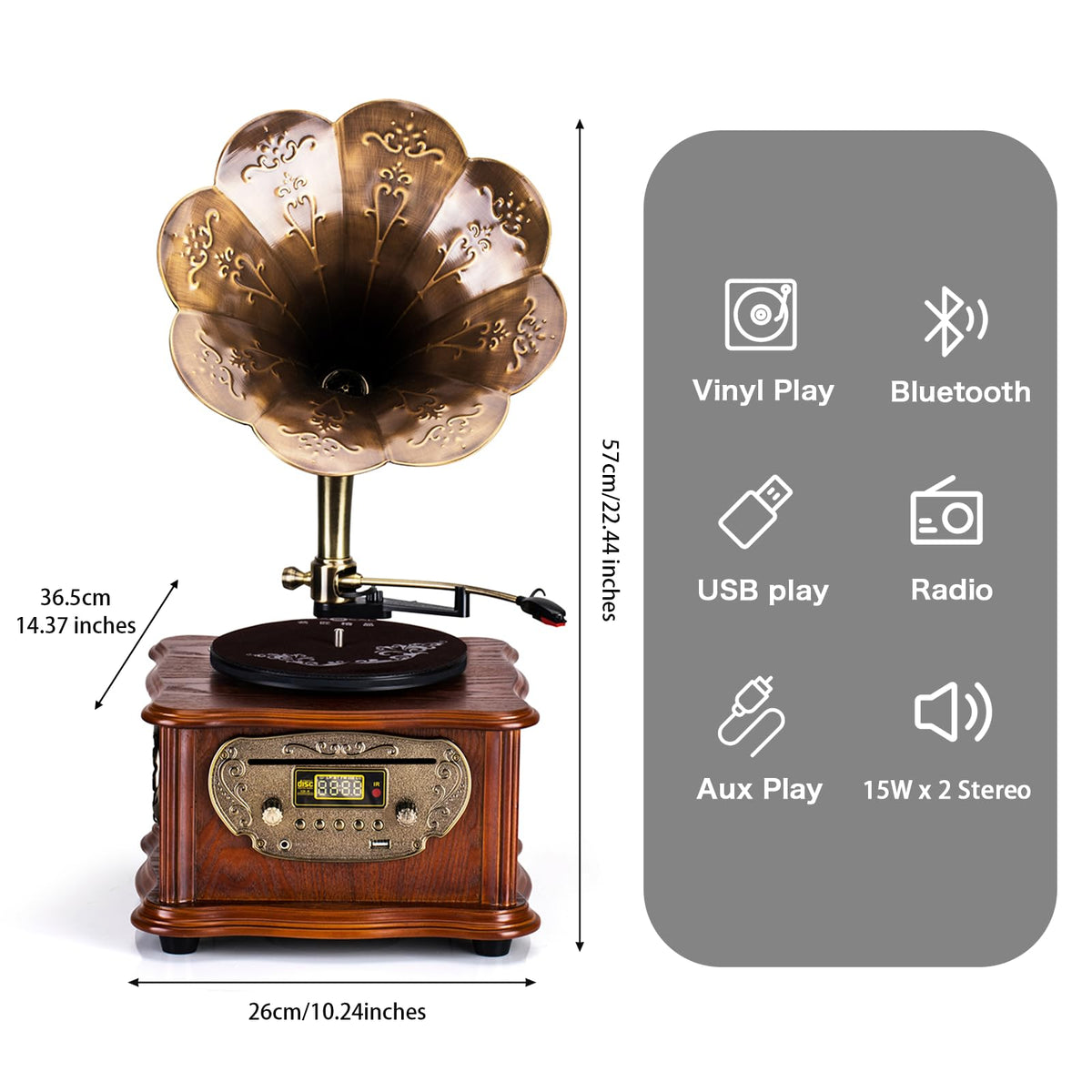 MEAGEAL turntable dial closeup showing precise speed control and vintage appeal.