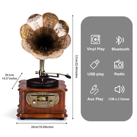 MEAGEAL turntable dial closeup showing precise speed control and vintage appeal.